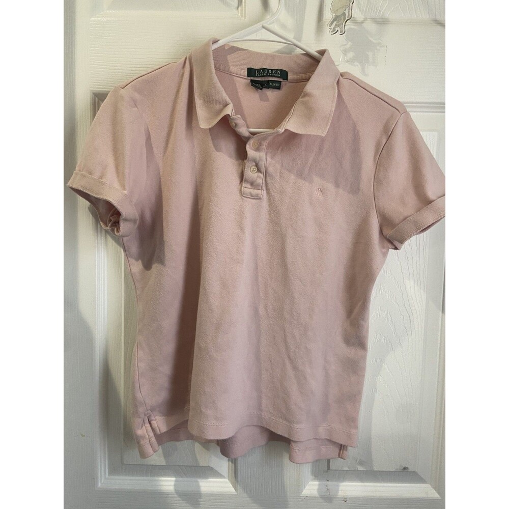 Lauren By Ralph Lauren Woman's large slim fit Pink Polo -